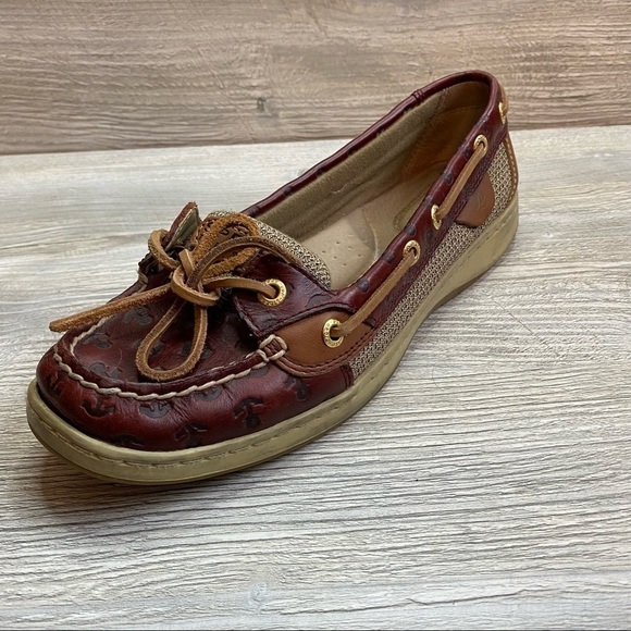 Sperry top sider leather angelfish burgundy brown loafers - Picture 1 of 10